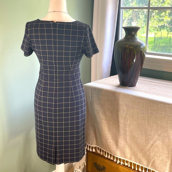 Ann Taylor Sz 4P Navy Blue Plaid Dress - Picture 3 of 10